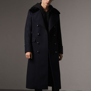 BURBERRY 40595581 Detachable Mink Collar Wool Greatcoat