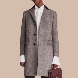 BURBERRY 40519381 Velvet Collar Wool Tweed Topcoat