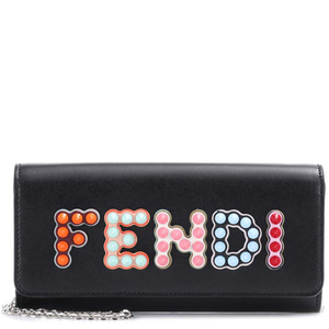FENDI P00292949 Embellished leather clutch