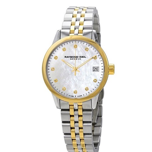 Raymond Weil Freelancer Mother of Pearl Diamond Dial Ladies Two Tone Watch 5634-STP-97081