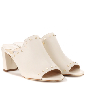 [해외] 정품 JIMMY CHOO Myla open-toe leather mules White/Gold - 피오리토