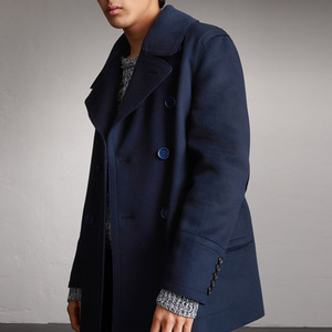 BURBERRY 40560831 Resin Button Wool Pea Coat
